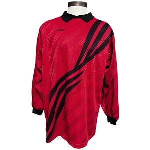 Vintage 90s adidas Goalkeeper Jersey XL USA Made Red Black Padded Elbows